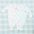 Two baby patterned onesies, both featuring a footed design with long sleeves