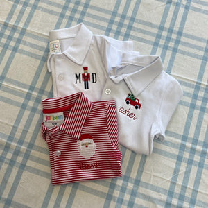 Christmas Striped Short Sleeve Romper & Polo