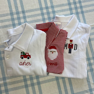 Christmas Striped Short Sleeve Romper & Polo