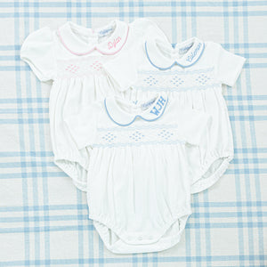 Short Sleeve Smocked Bubble