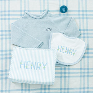 Personalized baby set all embroidered with the name 'Henry.