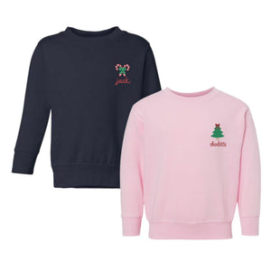 Christmas Crewneck Sweatshirt with Left Chest Motif