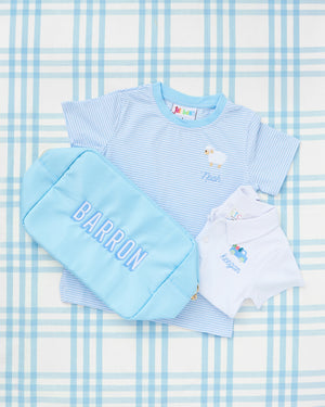 Striped Short Sleeve Romper & T-Shirt with Motif - Easter